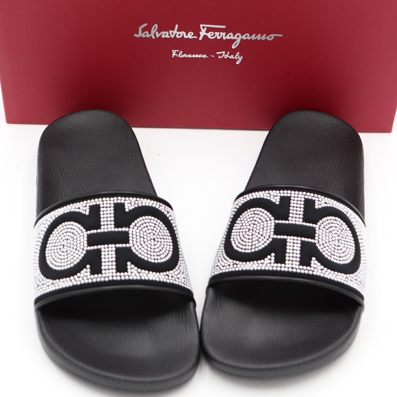 Salvatore Ferragamo Shoes - Salvatore Ferragamo Groove X Gancini Pool Slides